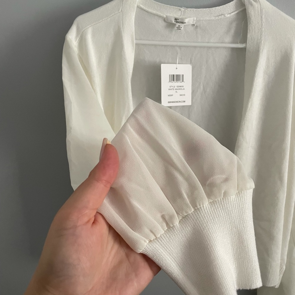 NWT 89 th+ Madison white magnolia cardigan008 - Picture 2 of 6